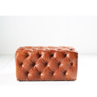 Retro Style Knock Down Furniture Living Room Couch Leather Furniture Brown Stool