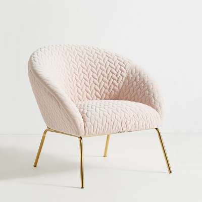 Elegant Design Soft Velvet Fabric Living Room Pink Velvet Chair With Metal Frame