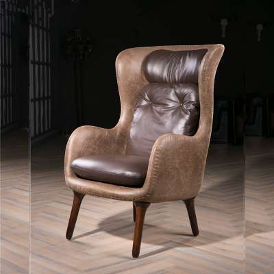 Dining Room Home Industrial Italian Leather Cover Hand Sewing Vintage Leather Lounge Chair