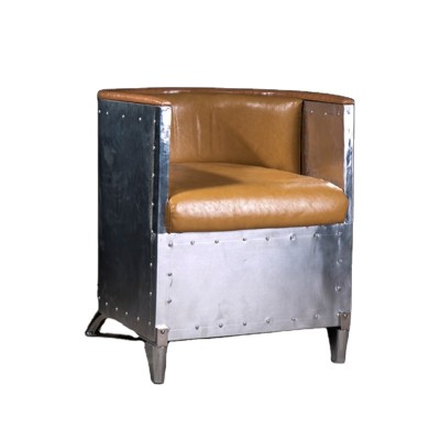 Living Room Industrial Retro Leather Furniture Chair Restaurant In Steel Vintage